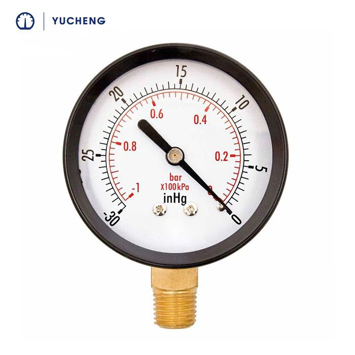 50-mm-Vakuummeter mit schwarzem Gehäuse und Chromring