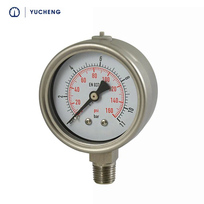 Flüssigkeitsgefüllte und auslaufsichere Manometer